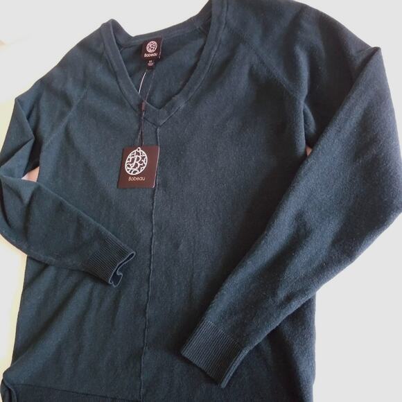 New Bobeau Womens XS V-Neck Sweater Long Sleeve Blue Green Preppy Classic Soft - Picture 4 of 12